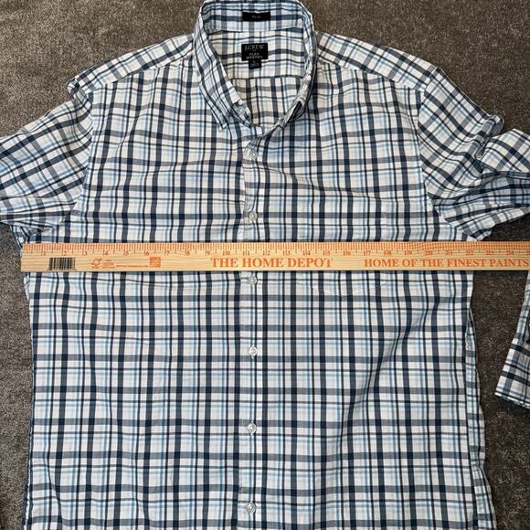 J Crew Shirt Mens Large Blue Plaid Flex Washed Long Sleeve‎ Button Down Comfort - Picture 4 of 8